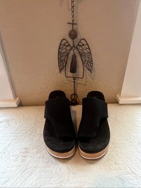 Corkys Black Platform Slide Sandals